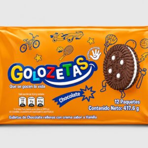 galletas rellenas golozetas sabor chocolate con vainilla (417 g)